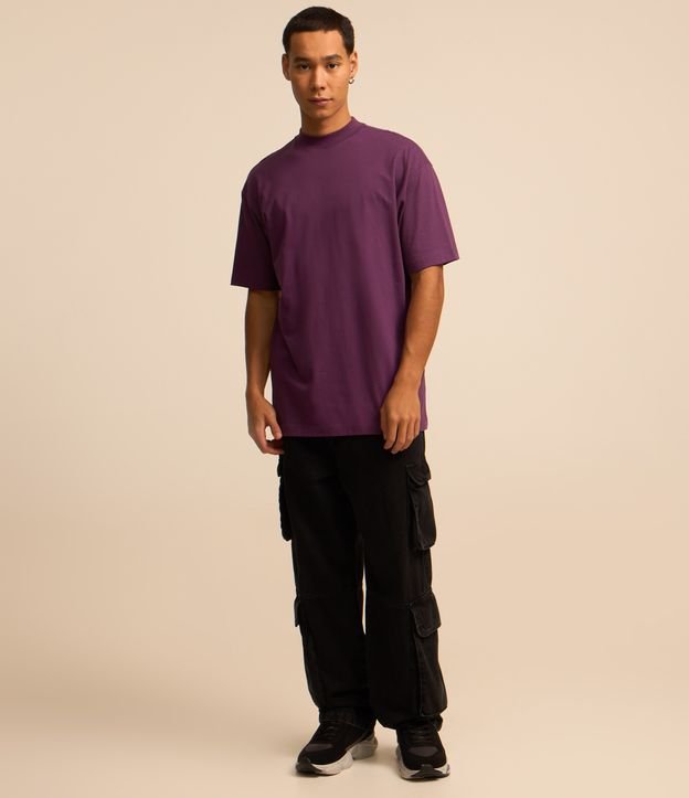 Camiseta Relaxed em Algodão Peruano com Gola Média