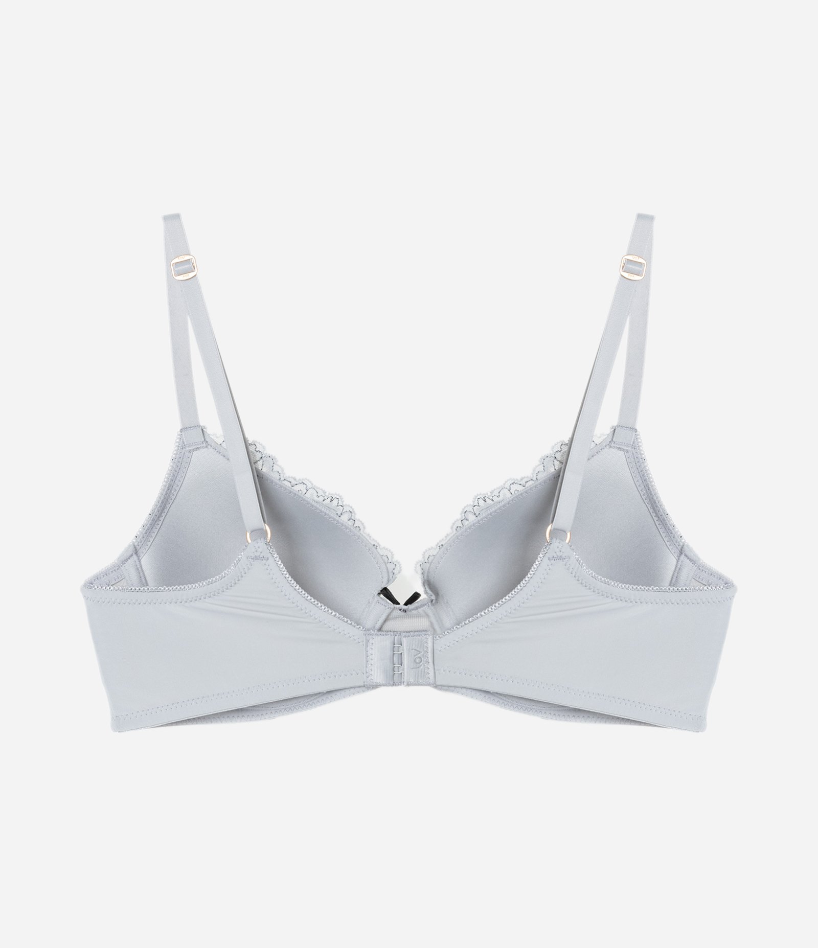 Sutiã Base com Bojo Oco em Renda Branco/Cinza 6
