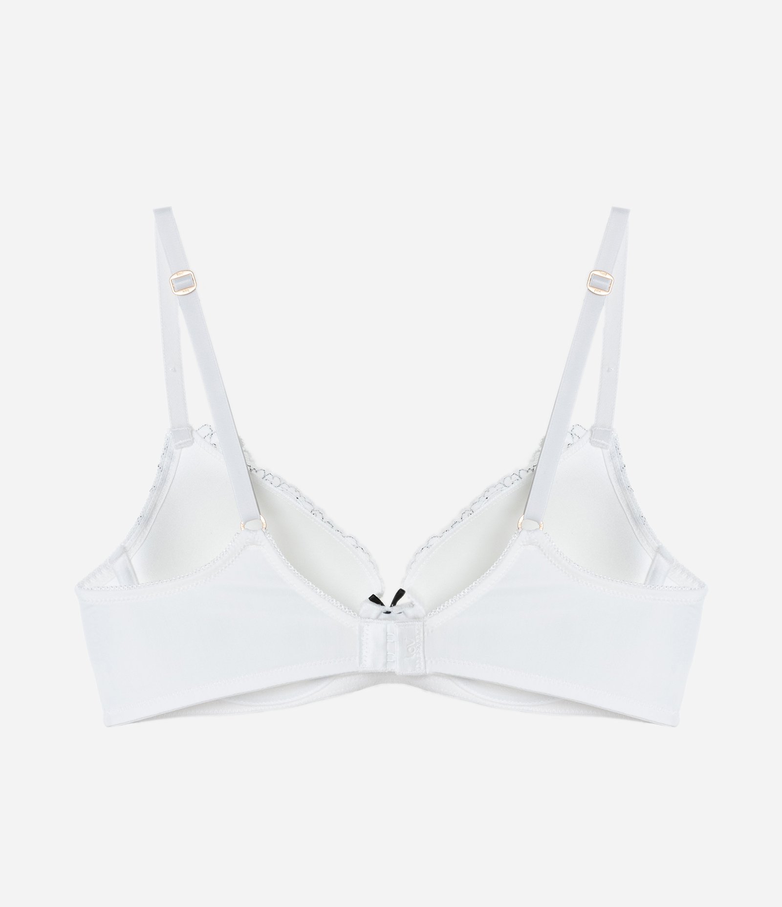 Sutiã Base com Bojo Oco em Renda Branco/Preto 6