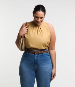Blusa Cropped Balonê Alfaiatada Curve & Plus Size