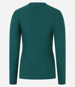 Suéter em Tricô com Gola Redonda e Textura Losângos