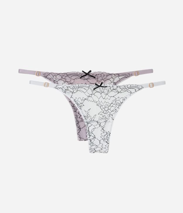Kit 02 Calcinhas String Fio em Renda Bicolor