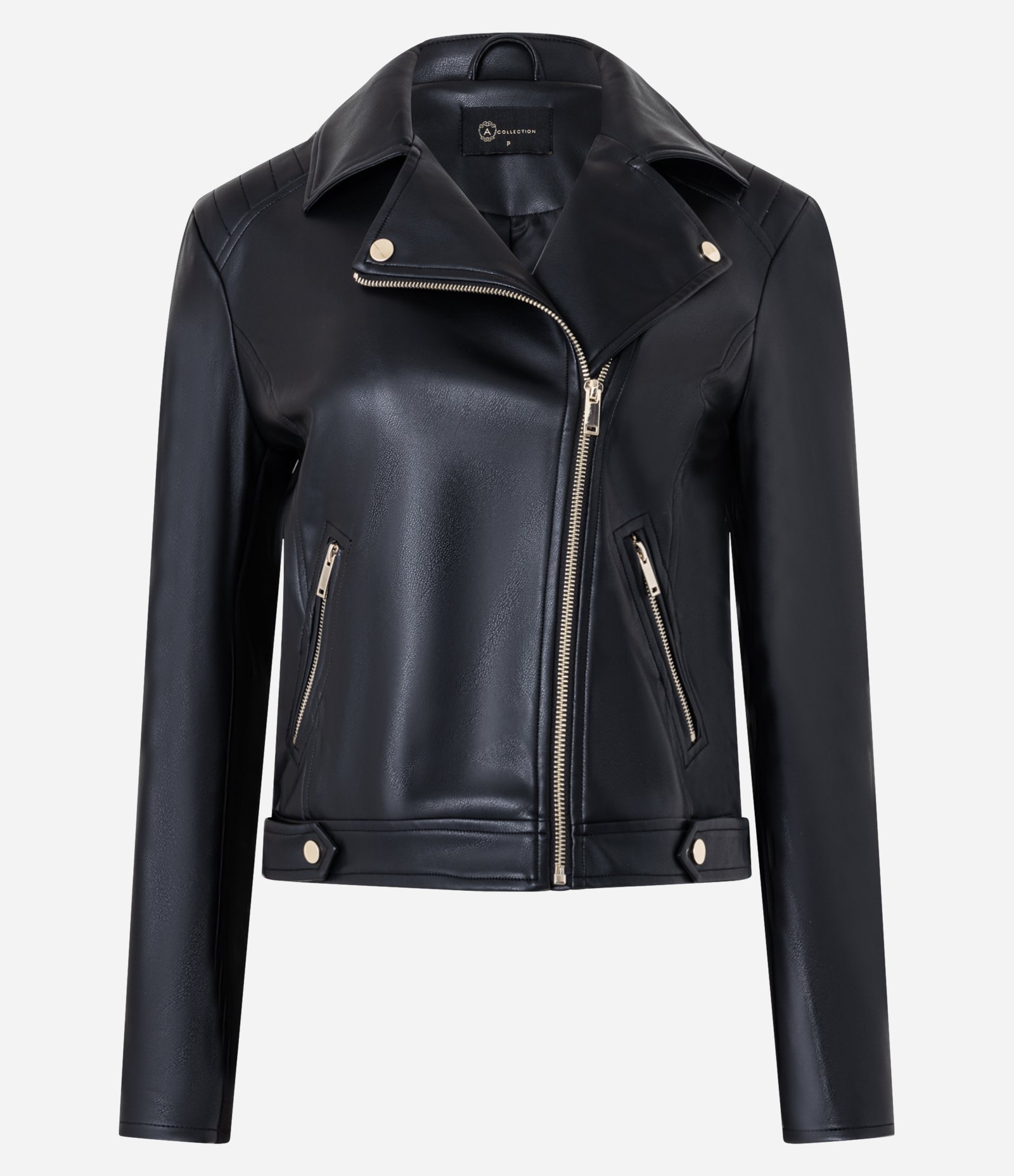 Jaqueta Biker em PU com Ponto Roma na Manga Preto 5