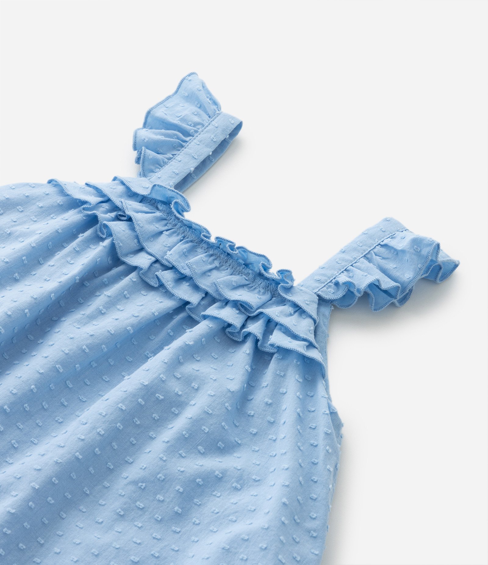 Vestido Infantil em Tricoline com Bordado de Arco Iris em Paetê - Tam 1 a 5 Anos Azul 7