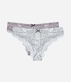 Kit 02 Calcinhas Biquíni em Renda Bicolor