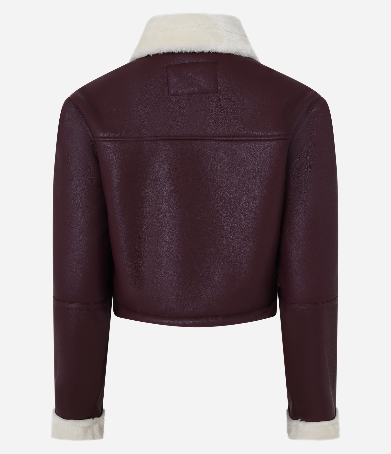 Jaqueta em Material Sintético com Gola e Mangas Contrastantes Vinho 6