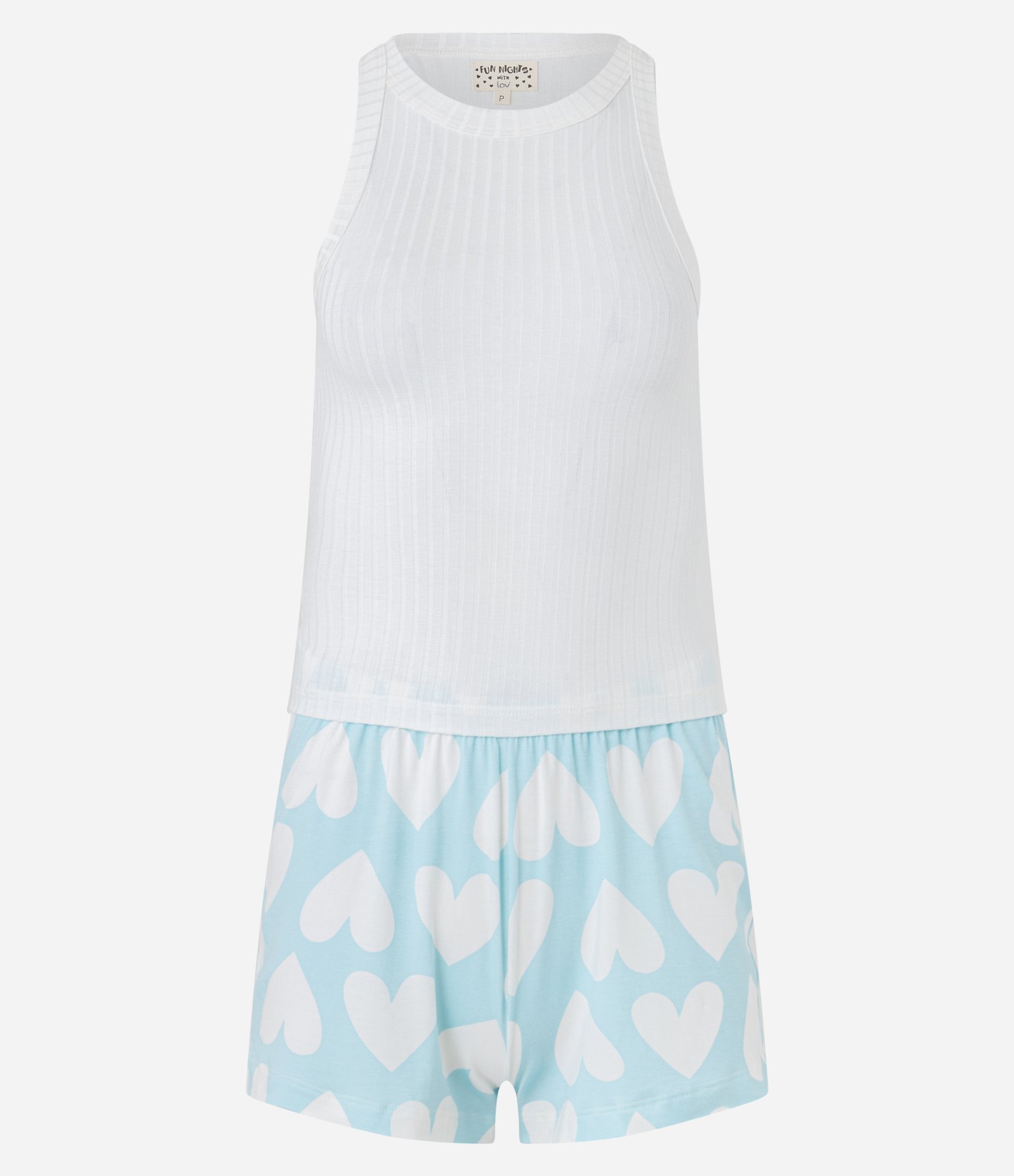 Pijama Short Doll em Viscose Estampado Corações Branco Neve 4
