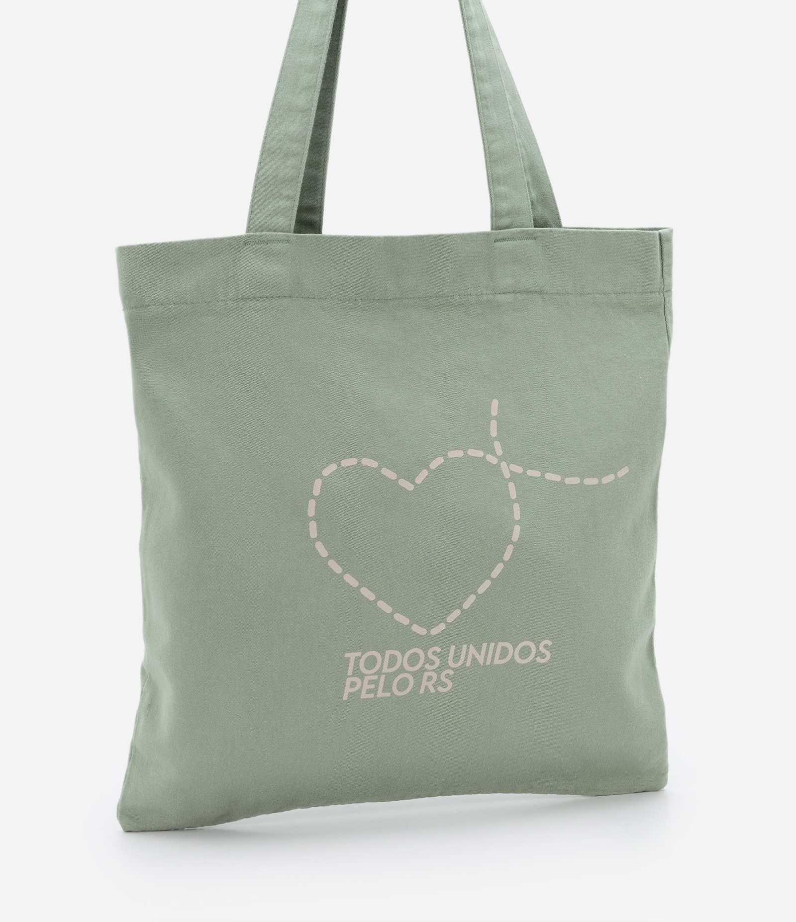 Bolsa em Algodão com Estampa Coração Todos Unidos pelo RS Verde 1