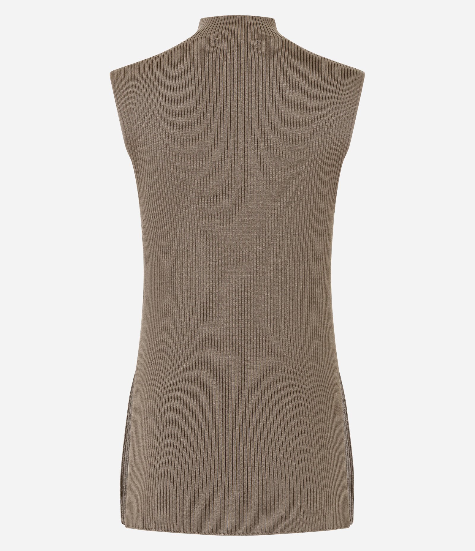 Blusa Alongada em Tricô Canelado com Gola Alta Marrom 3