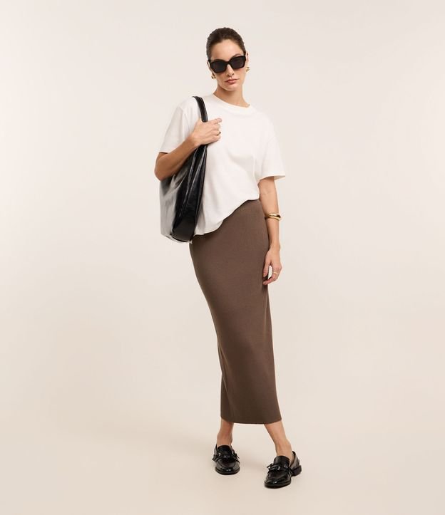 Saia Longa em Tricot com Textura Canelada