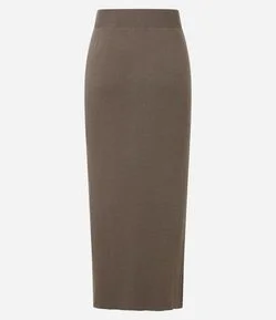 Saia Long Midi em Tricô com Textura Canelada