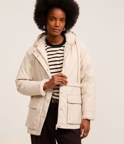 Jaqueta Parka Emborrachada em PU com Forro Peluciado