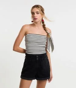 Blusa Tomara Que Caia em Tricô Listrado