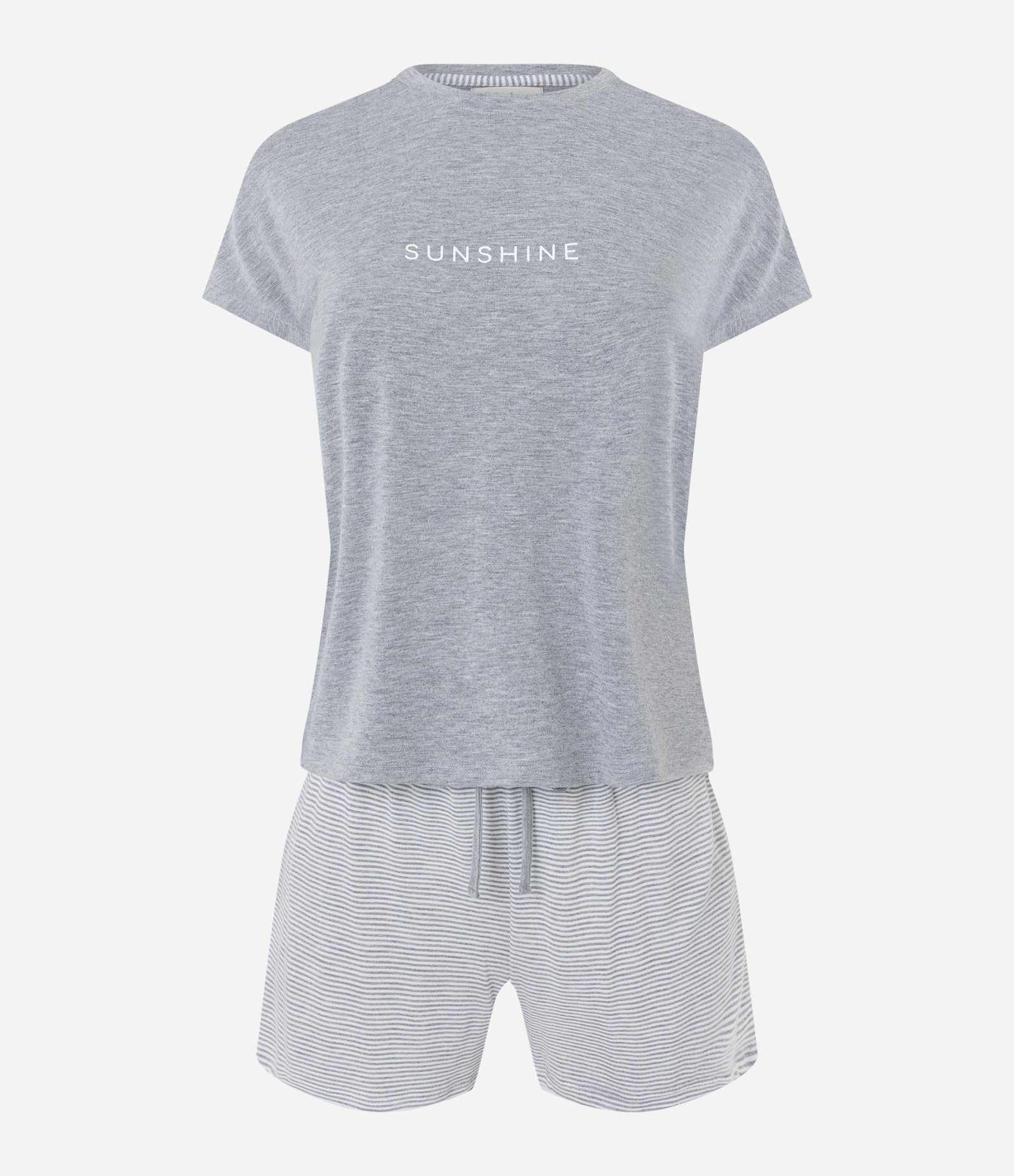 Pijama Curto com Estampa Lettering Sunshine Cinza 5