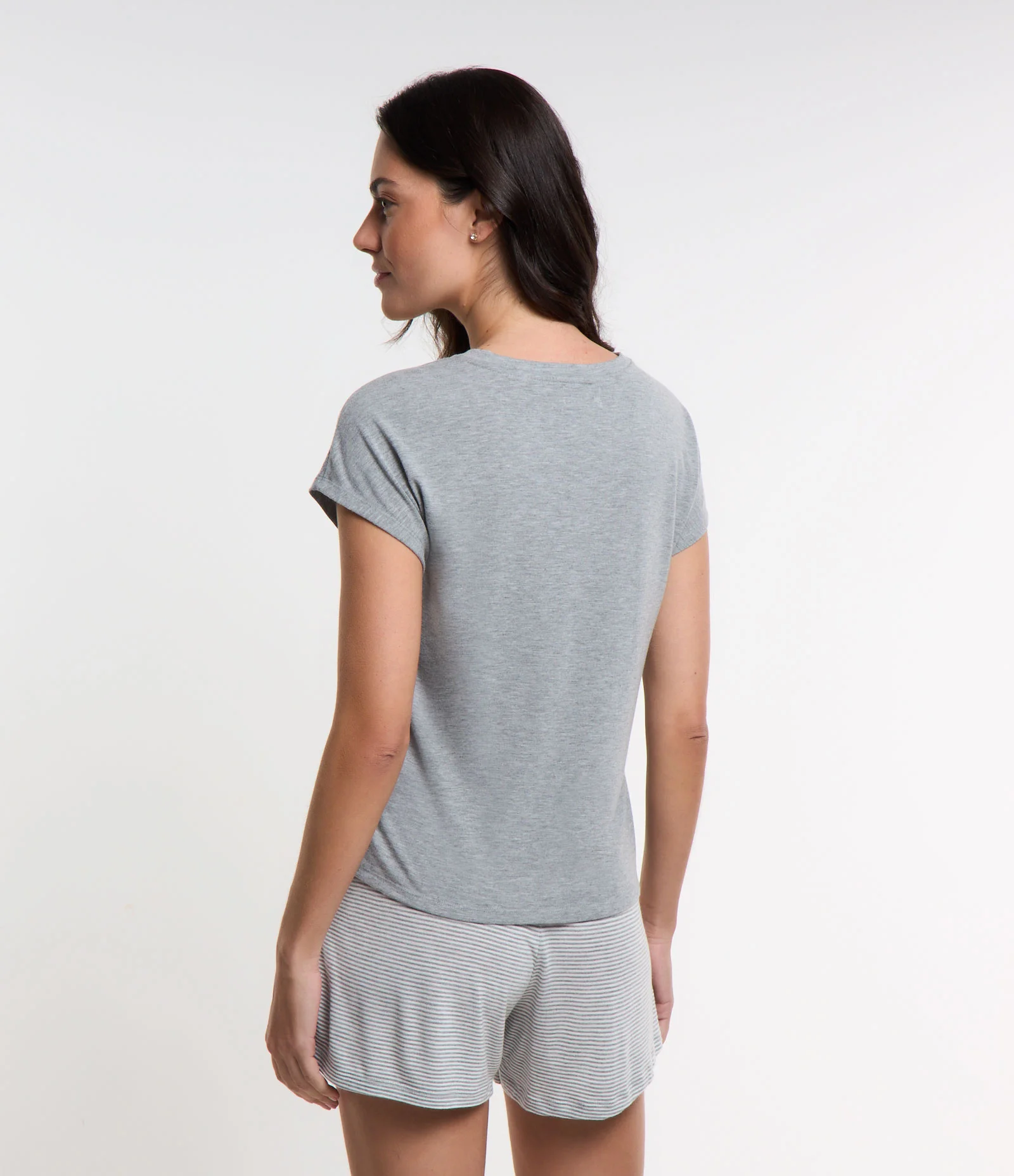 Pijama Curto com Estampa Lettering Sunshine Cinza 2