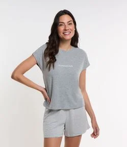 Pijama Curto com Estampa Lettering Sunshine