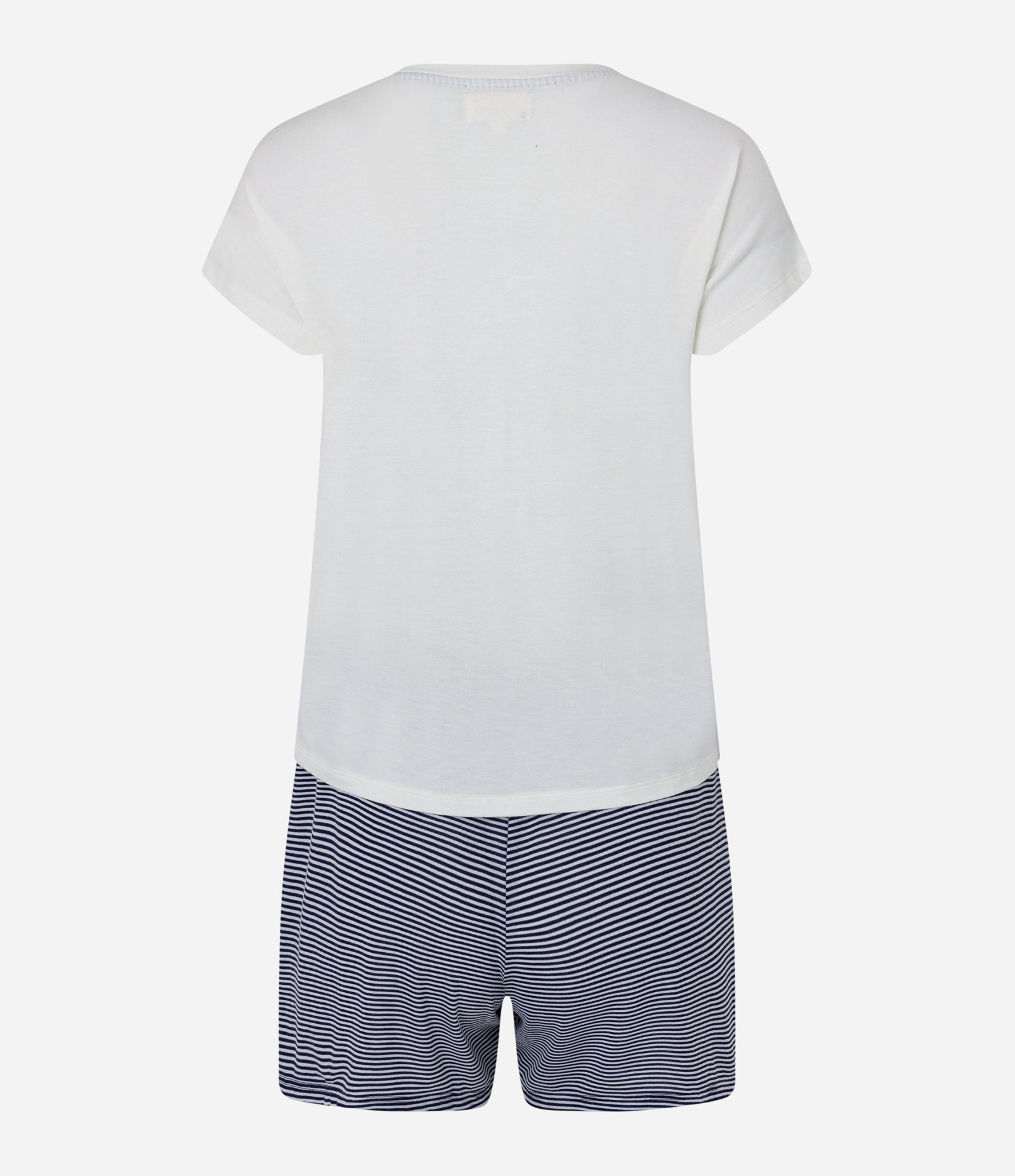 Pijama Short Doll em Viscose com Estampa de Listras Branco Neve/Azul 6