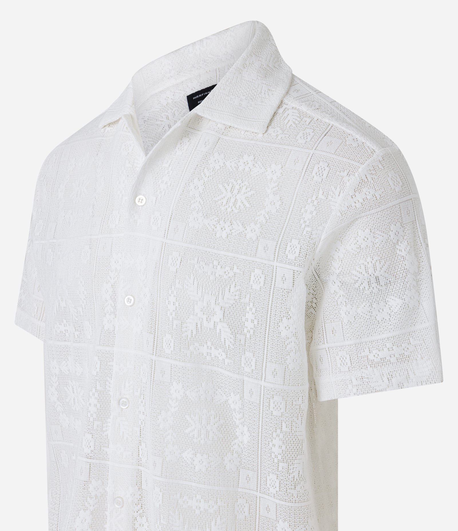 Camisa Regular em Algodão com Textura Rendada Branco 7