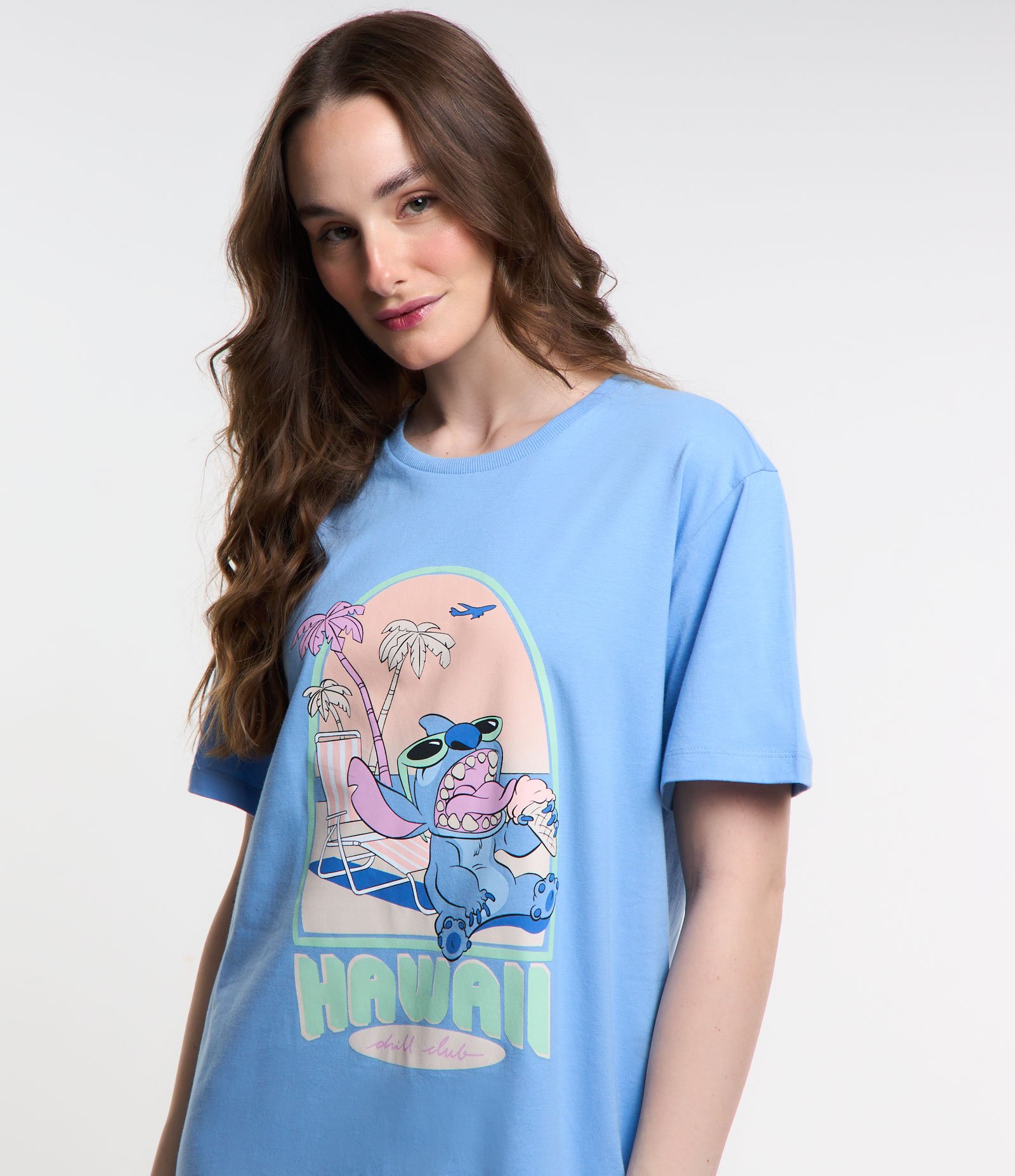 Camisola em Algodão com Estampa Stitch Azul 3