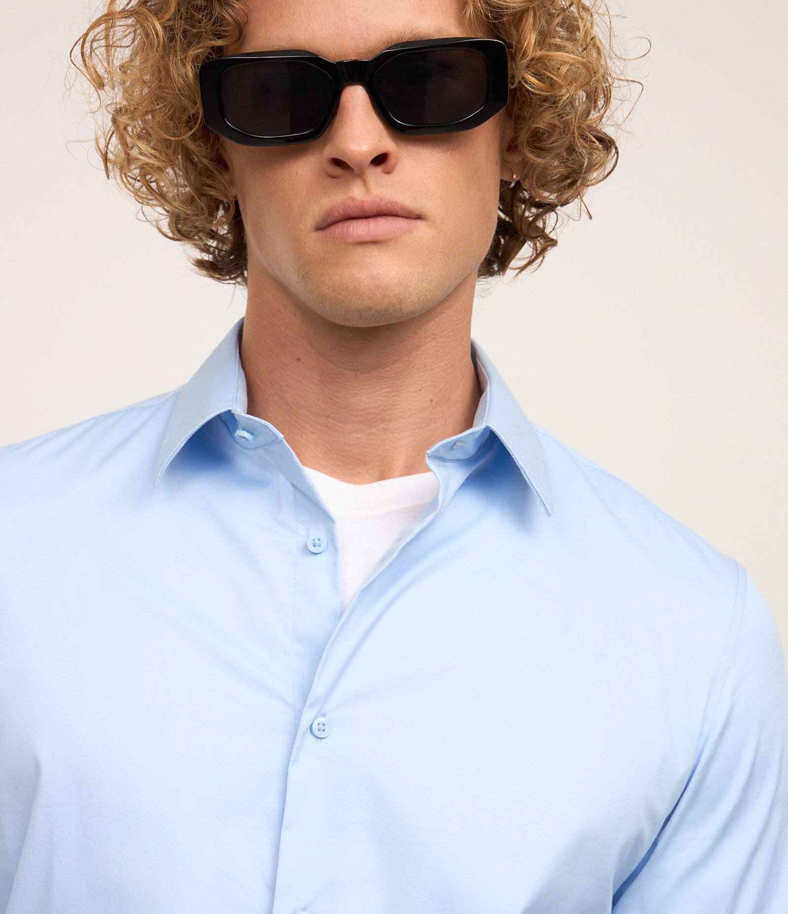 Camisa em Alfaiataria com Toque Premium Gola Lapela e Manga Longa Azul 3