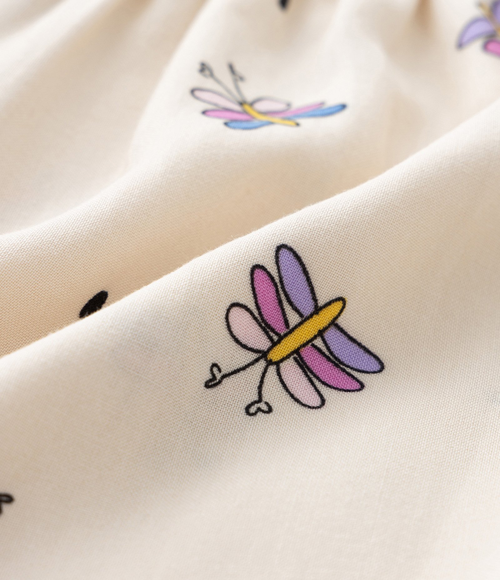 Vestido Infantil com Babadinho e Estampa Borboletas - Tam 1 a 5 Anos Bege 3