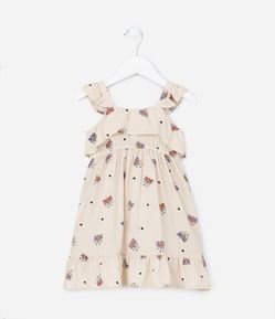 Vestido Infantil com Babadinho e Estampa Borboletas - Tam 1 a 5 Anos
