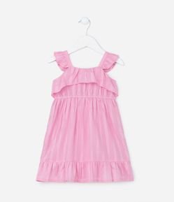 Vestido Infantil com Babadinho e Fio Metalizado - Tam 1 a 5 Anos