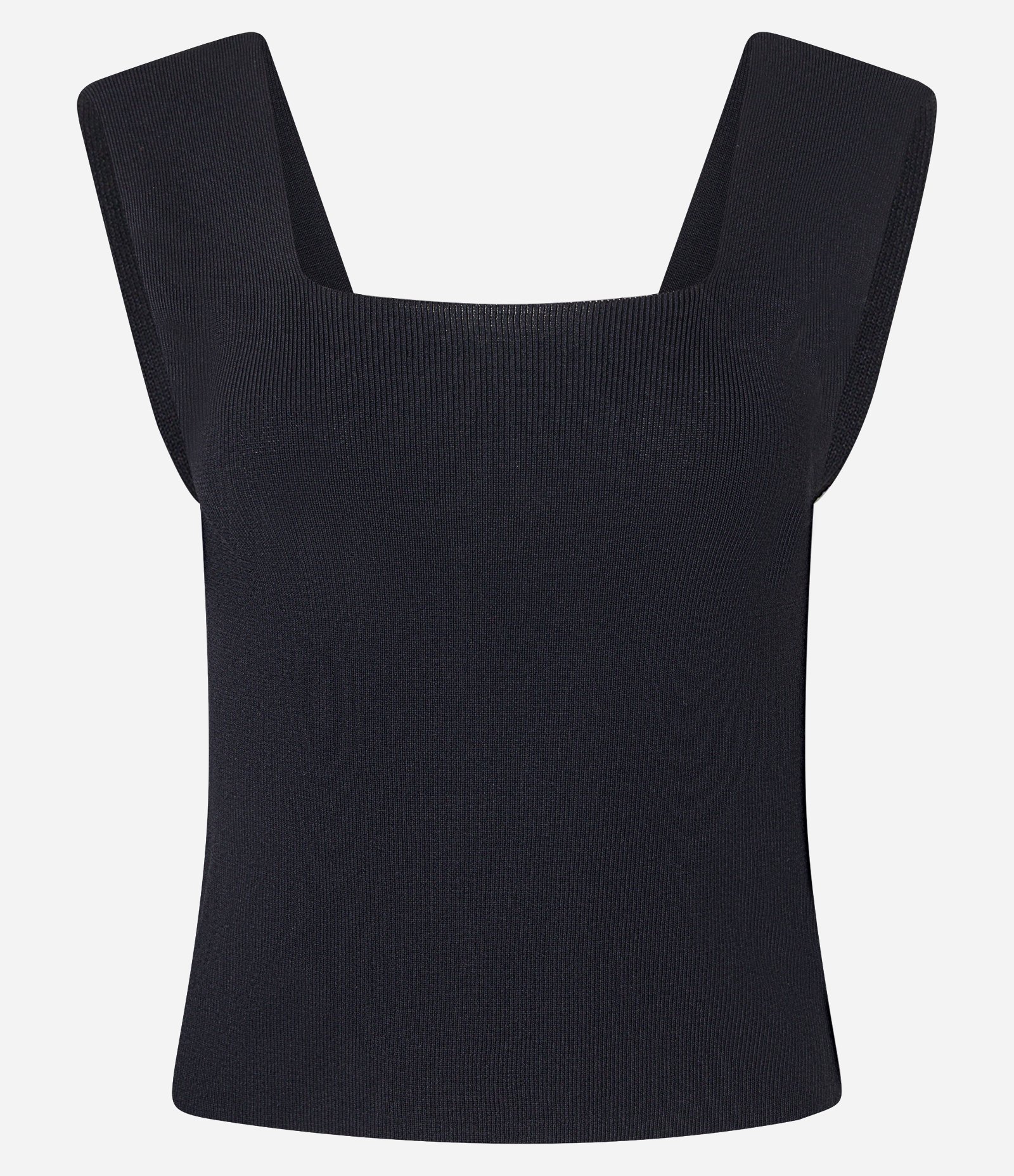 Blusa em Tricô com Decote Quadrado e Alça Larga Preto 5