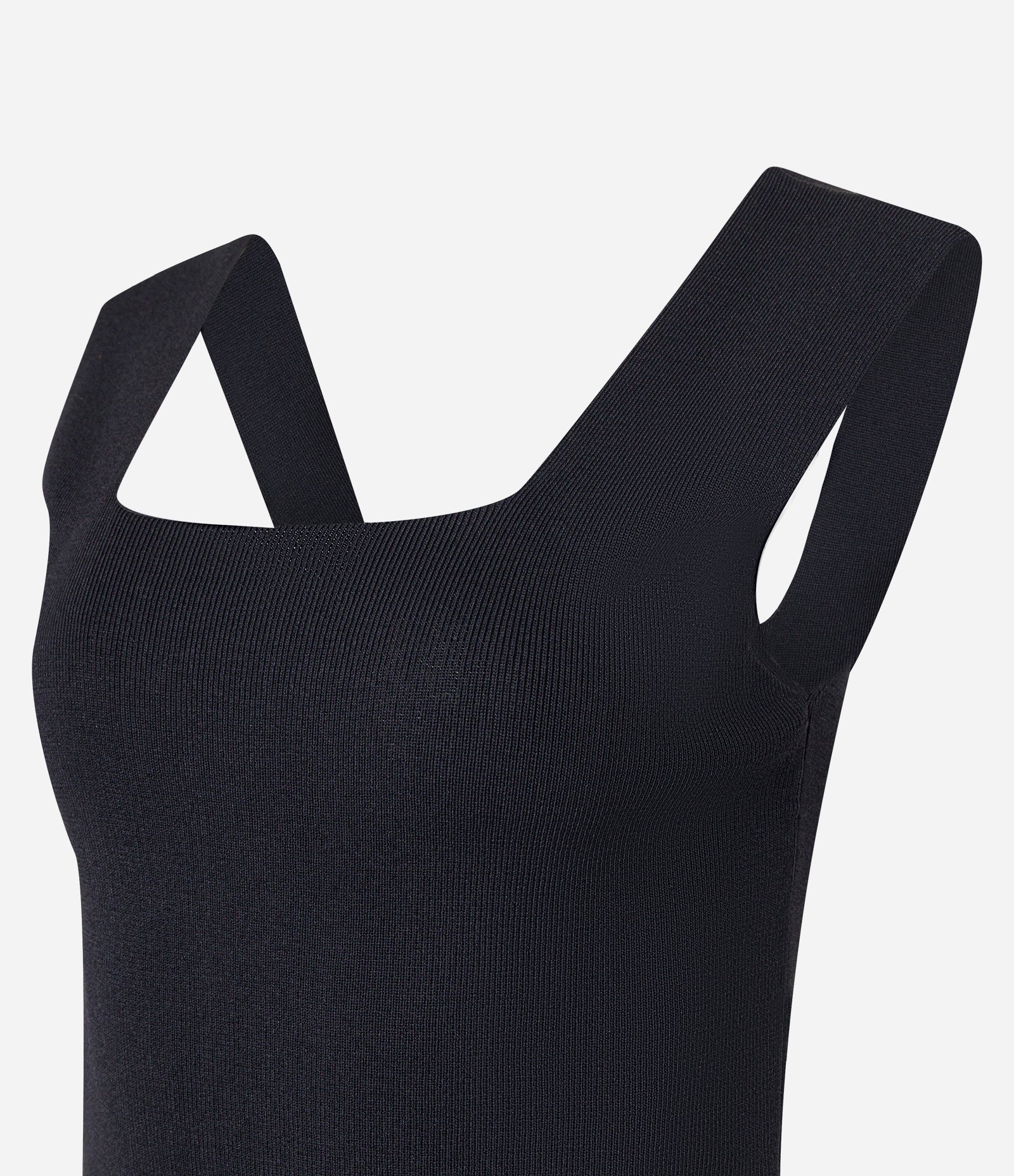 Blusa em Tricô com Decote Quadrado e Alça Larga Preto 6