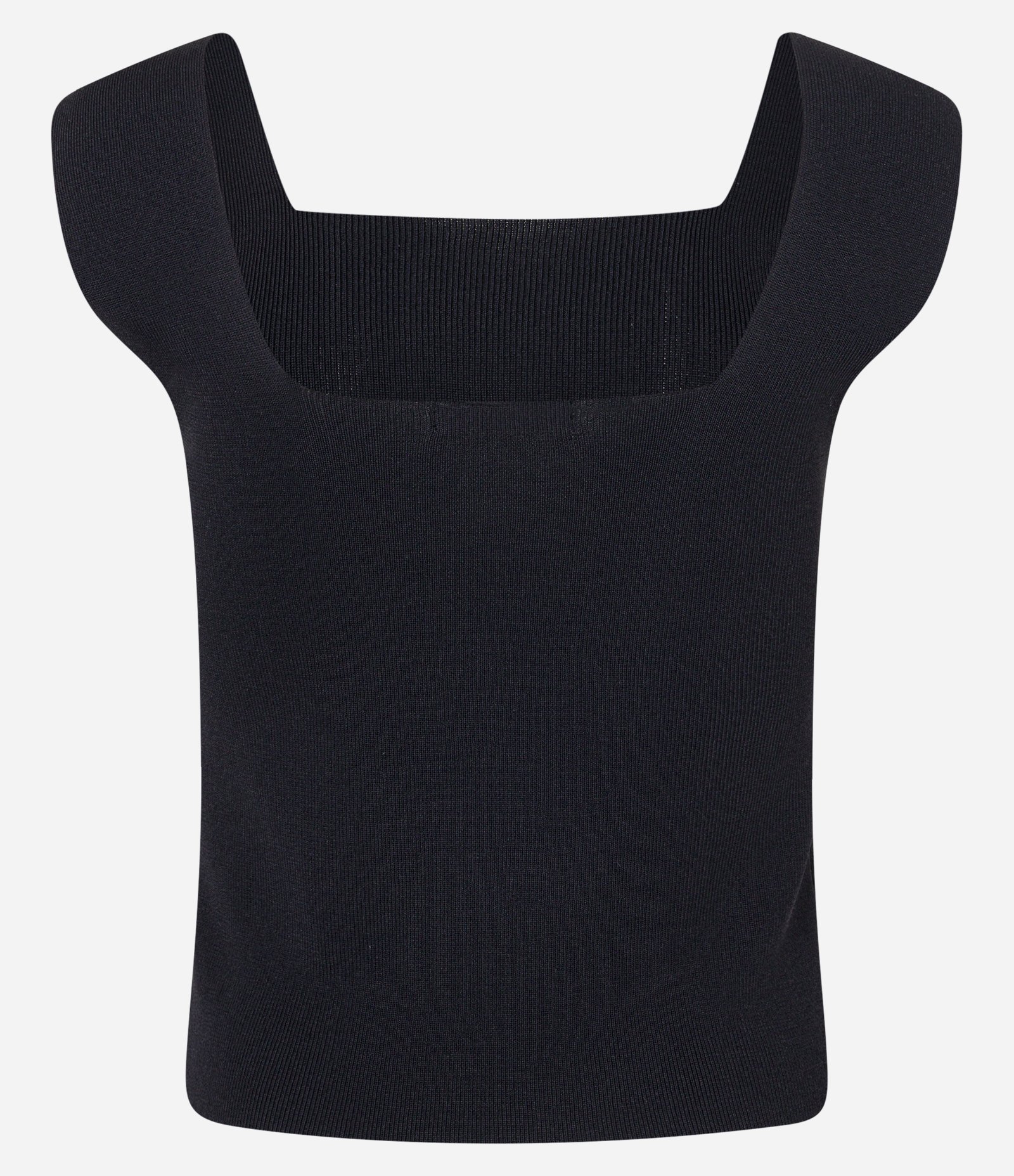 Blusa em Tricô com Decote Quadrado e Alça Larga Preto 7
