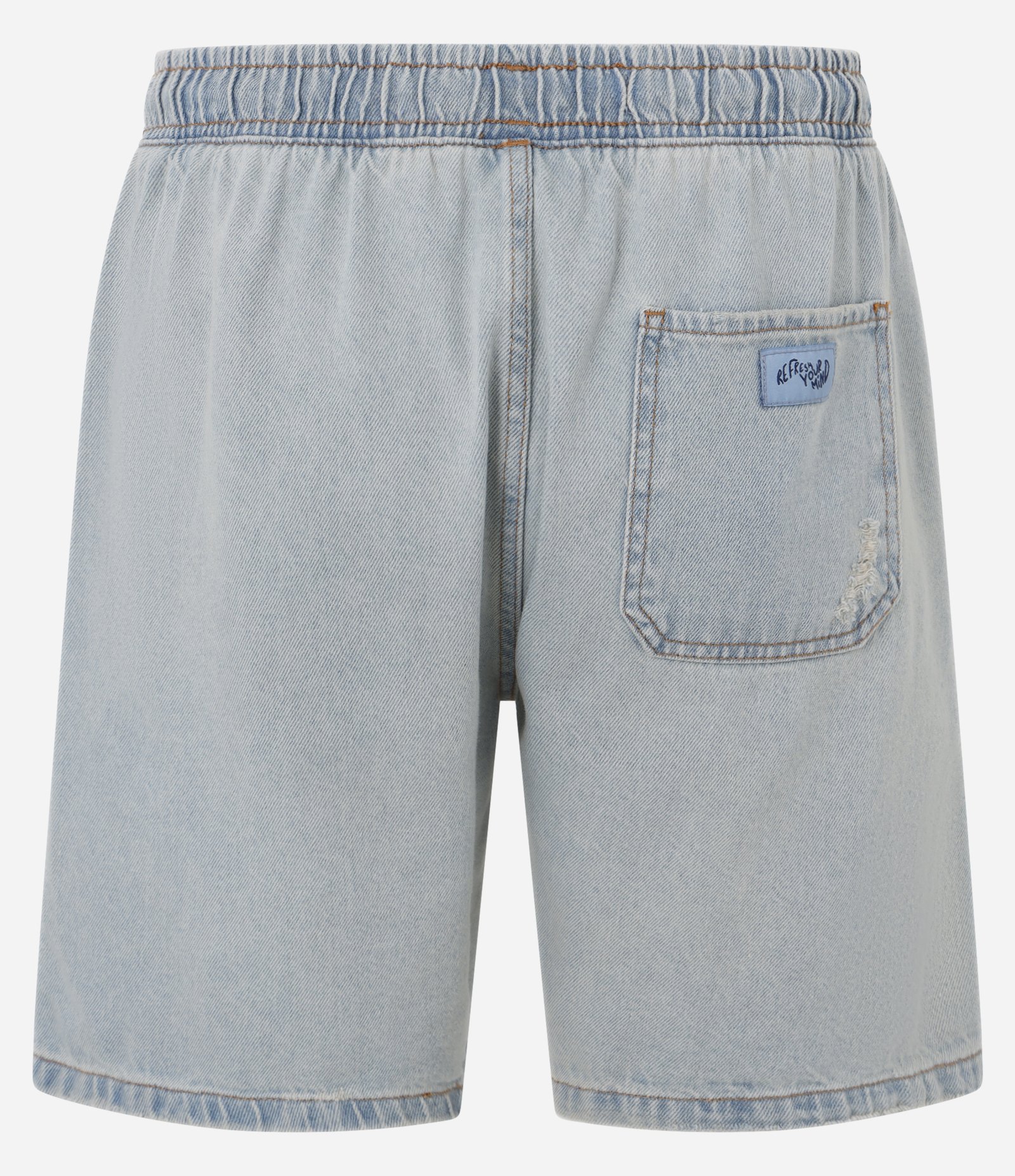 Bermuda Jeans com Cós Elástico e Etiqueta Aplicada Cinza 6