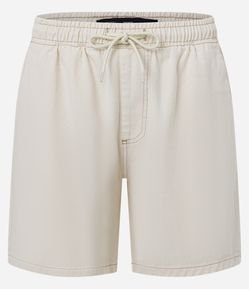 Bermuda Jeans com Cós Elástico e Etiqueta Aplicada