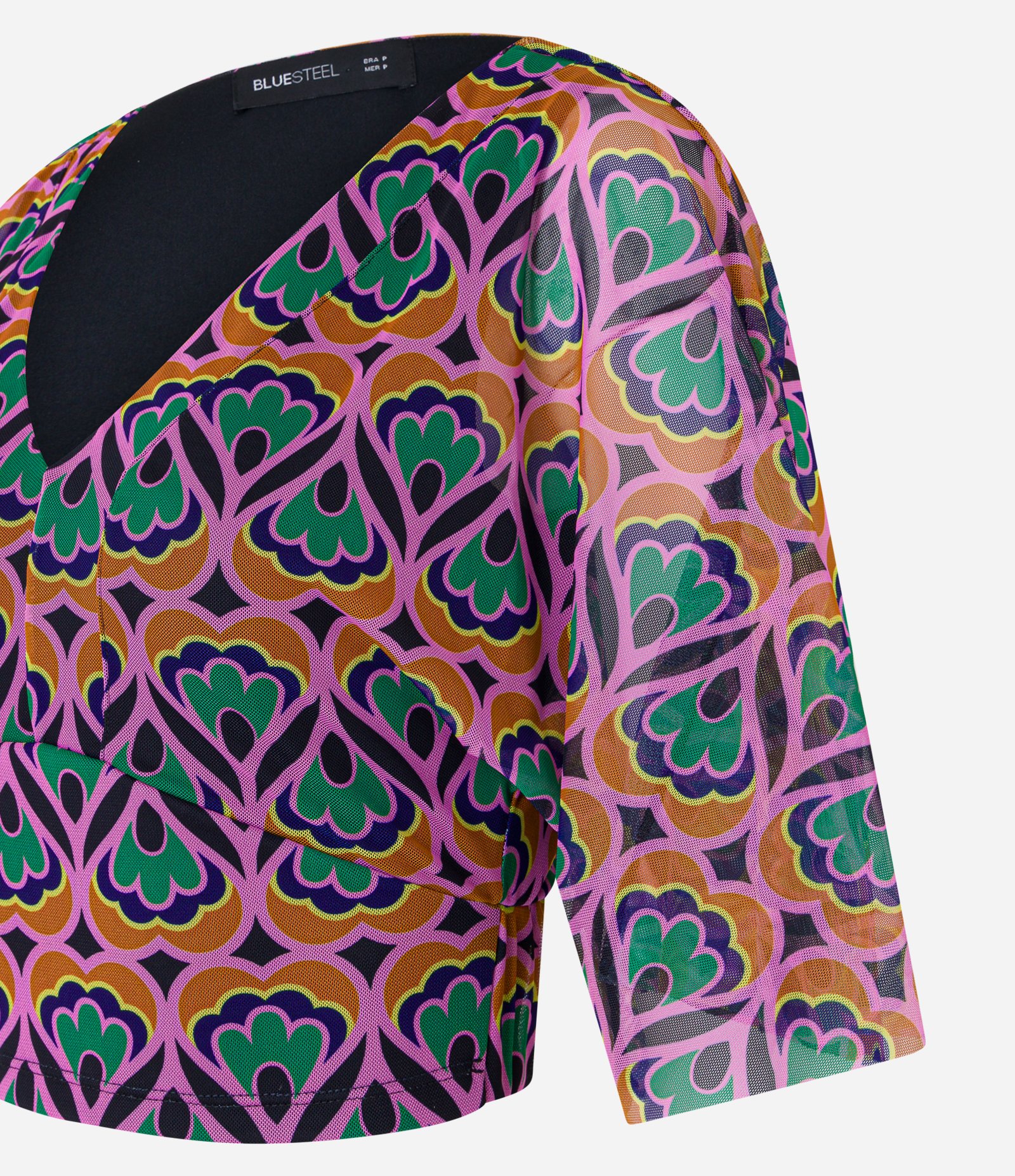 Blusa Cropped em Tule com Manga Ampla Multicores 4