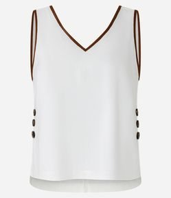 Blusa em Viscolinho com Detalhe Contrastante e Botões Laterais