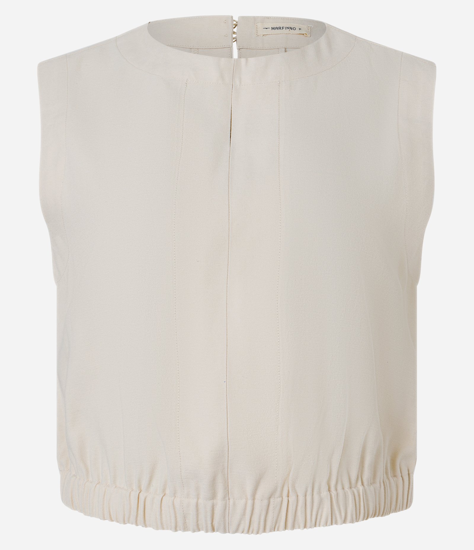 Blusa sem Manga em Viscose com Detalhe na Barra e Recortes Frontais Off White 6