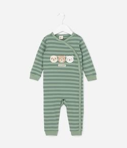 Macacão Infantil com Bordado de Bichinhos - Tam RN a 18 meses