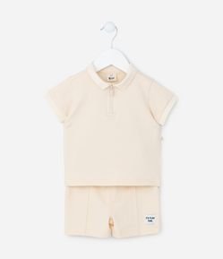 Conjunto Infantil com Gola Polo e Zíper - Tam 0 a 18 meses