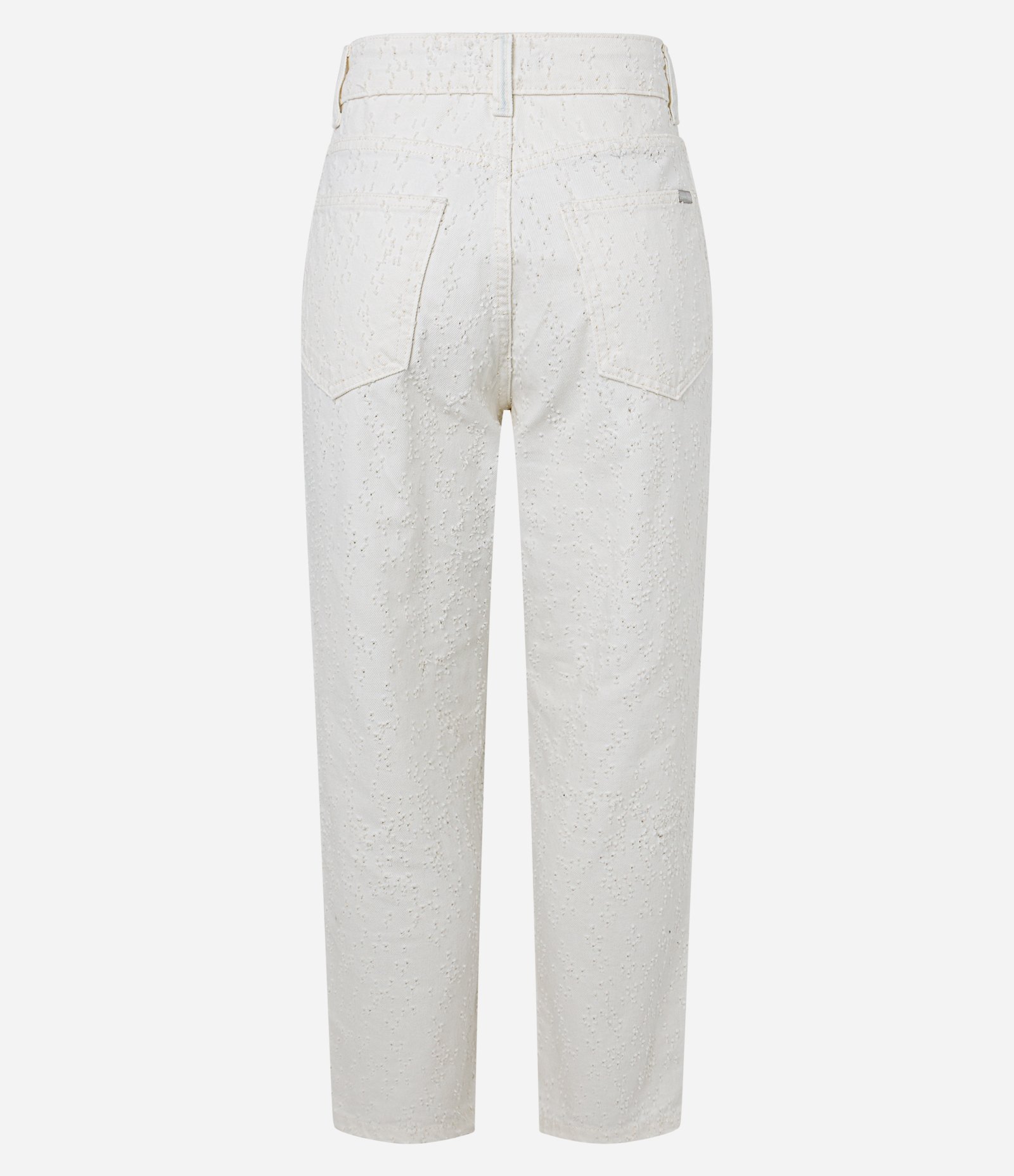 Calça Mom Comfort em Sarja com Laser e Bordado de Brilhos Branco 6