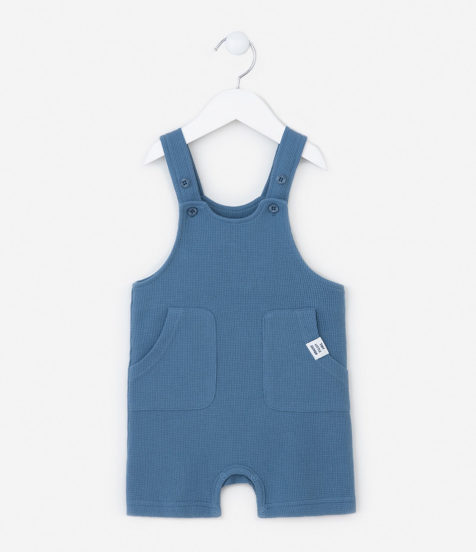 Jardineira Infantil Texturizada com Bolsos - Tam RN a 18 meses Azul 1