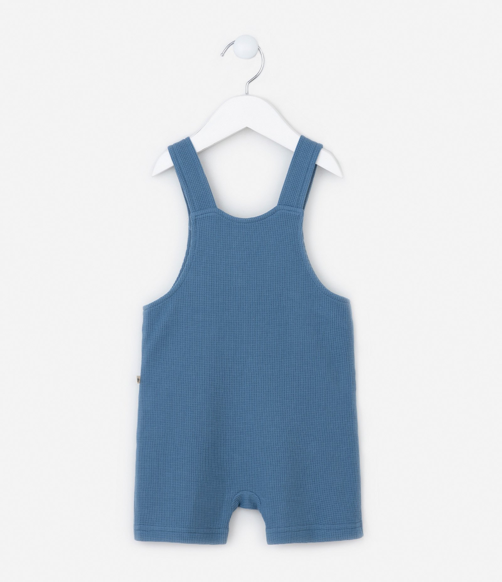 Jardineira Infantil Texturizada com Bolsos - Tam RN a 18 meses Azul 2