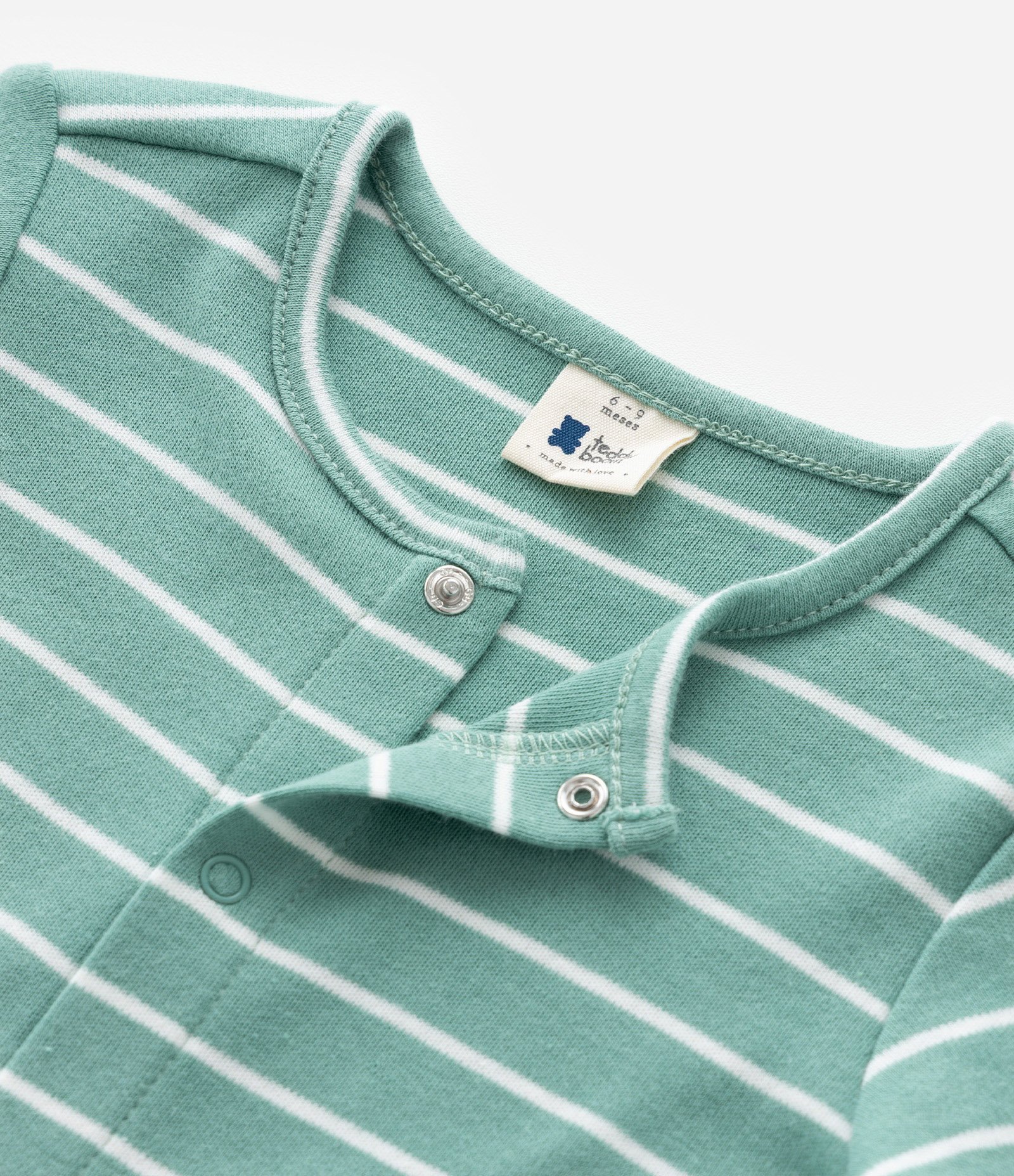 Macaquinho Infantil em  Suedine Listrado com Estampa Bordada de Dinossauro - Tam 0 a 18 Meses Verde 5