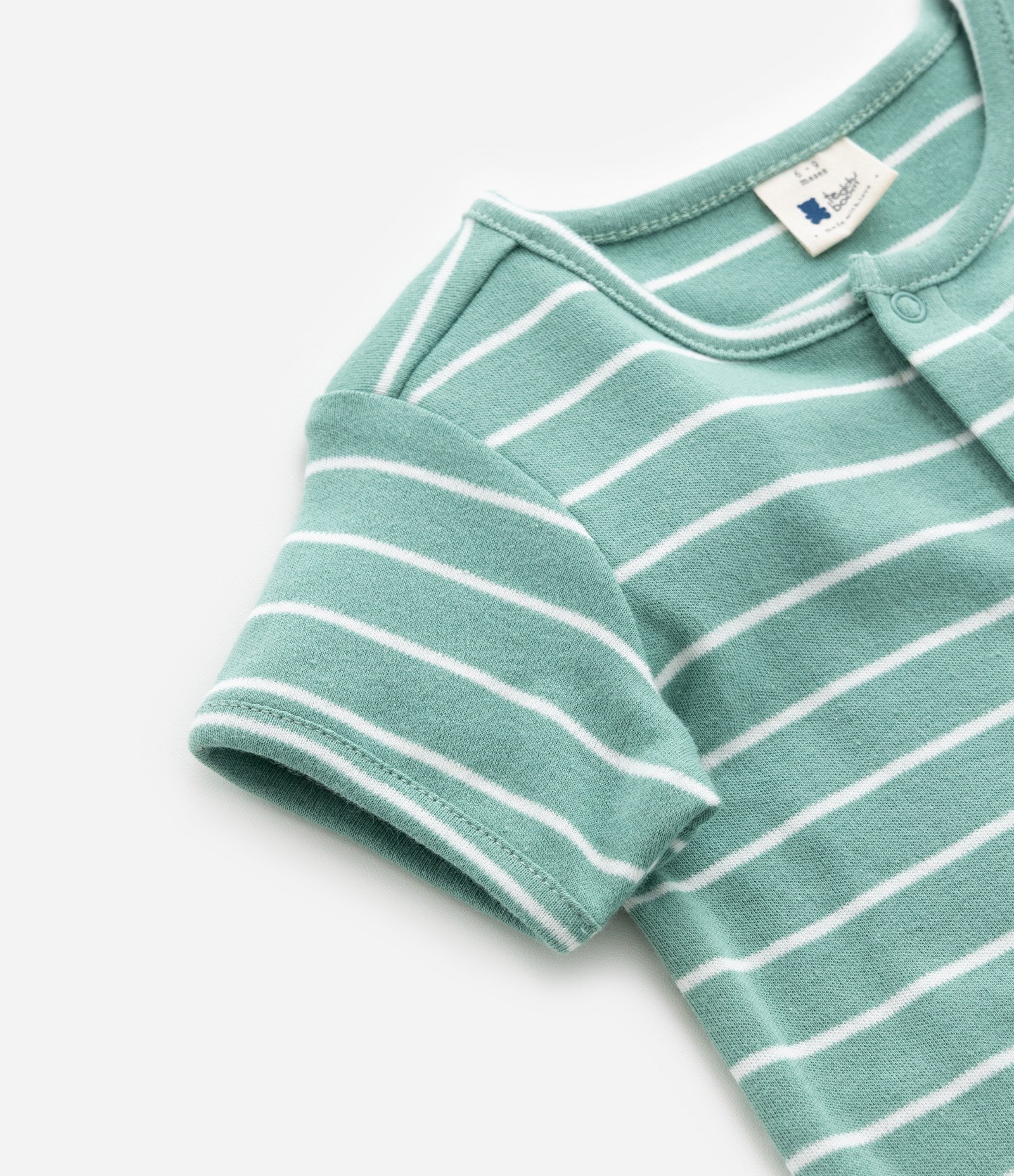 Macaquinho Infantil em  Suedine Listrado com Estampa Bordada de Dinossauro - Tam 0 a 18 Meses Verde 6