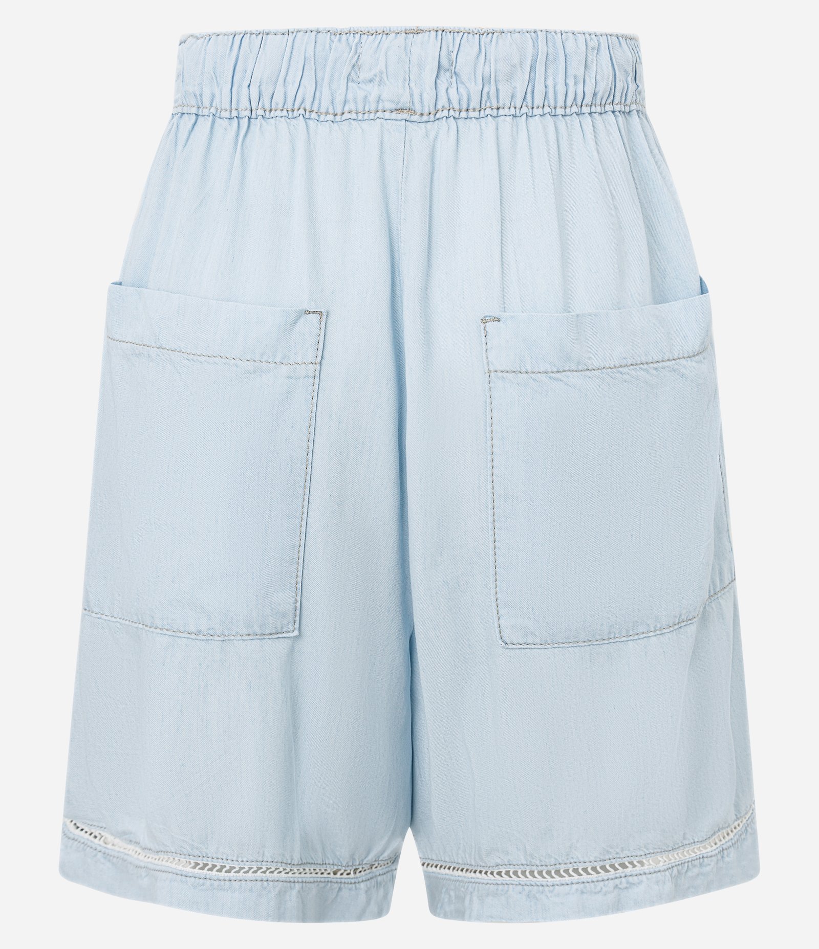 Bermuda Runner em Jeans Delavê com Cós Elástico e Cordão para Ajuste Azul Claro 7