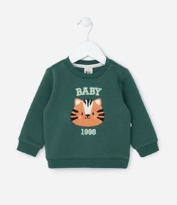 Blusão Infantil em Moletom com Estampa Tigrinho College Baby - Tam  0 a 18 meses