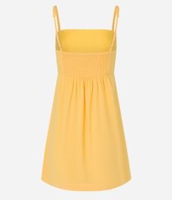 Vestido Curto em Viscose e Linho com Alcinha Trançada