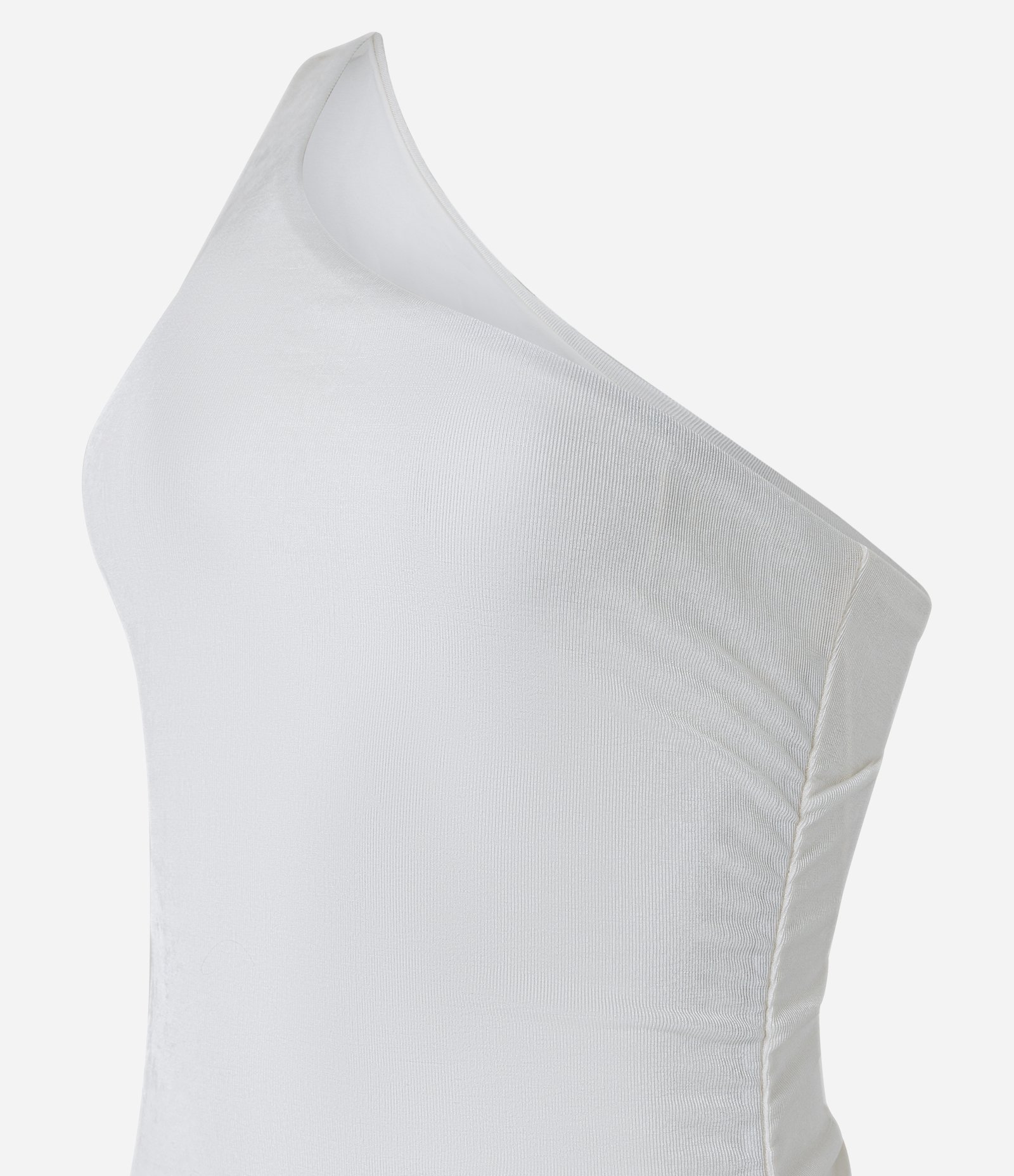 Vestido Curto Brilhoso com Um Ombro Só e Franzido Branco 6