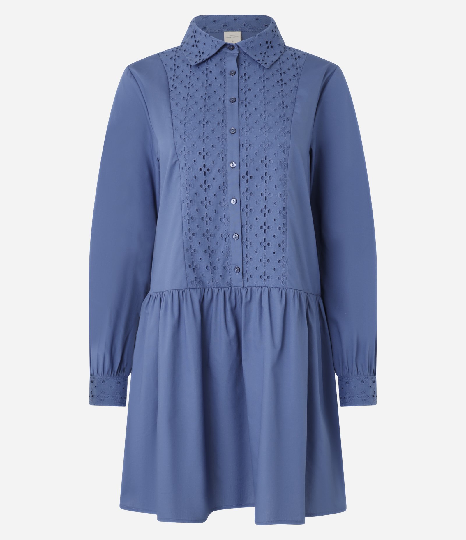 Vestido Curto em Tricoline com Detalhamento de Laise Frontal Azul 6