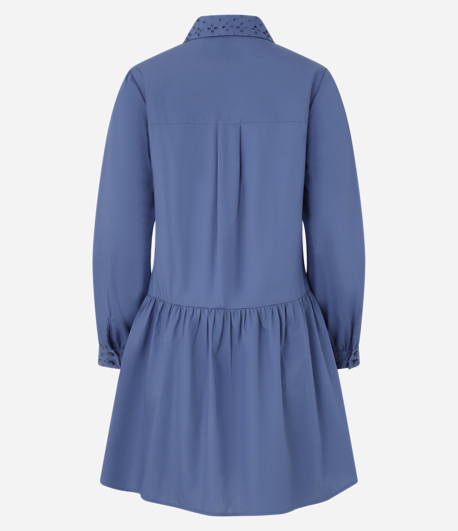 Vestido Curto em Tricoline com Detalhamento de Laise Frontal Azul 8