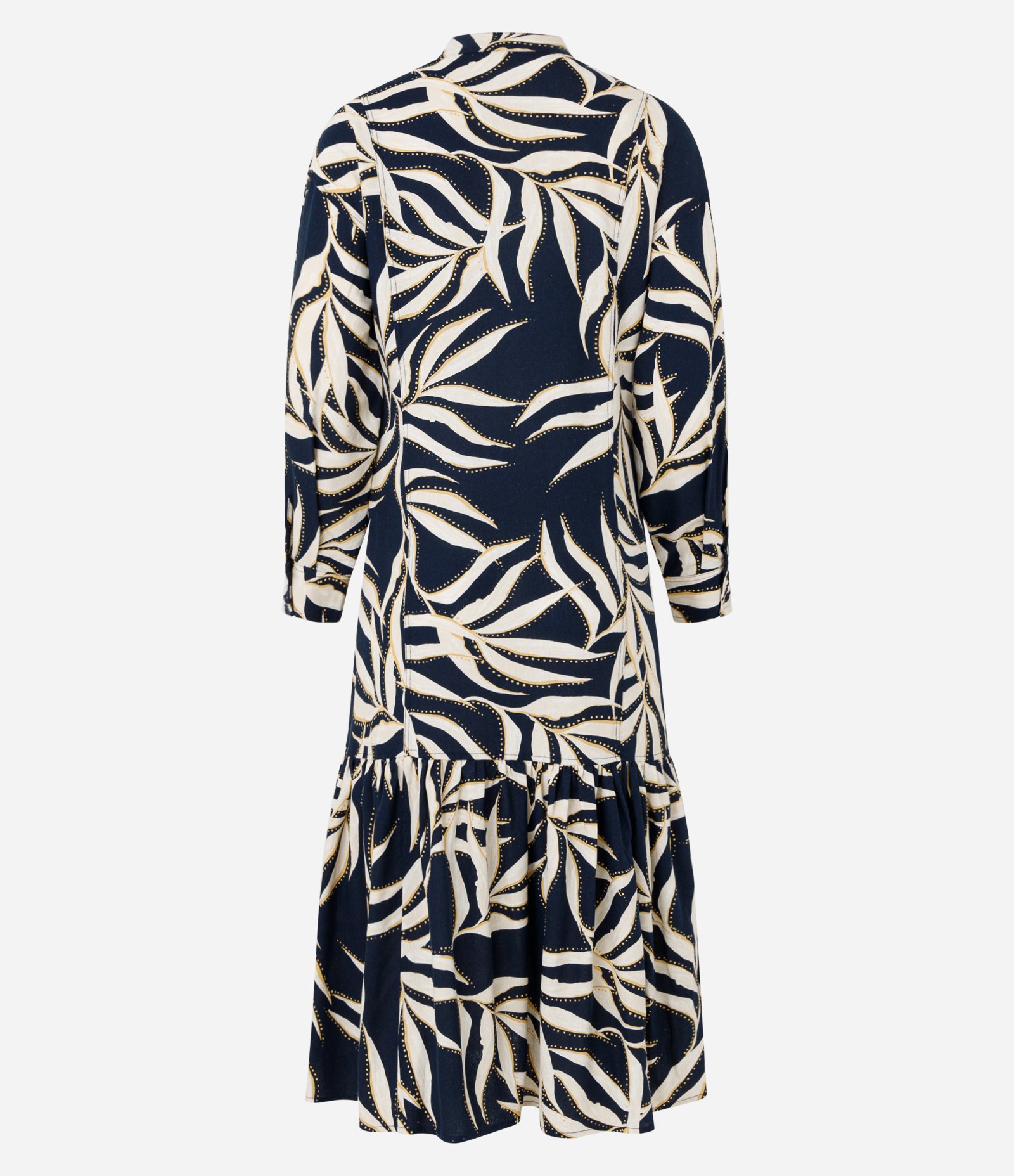 Vestido Chemise Midi em Viscolinho Estampa Folhagem Azul 6