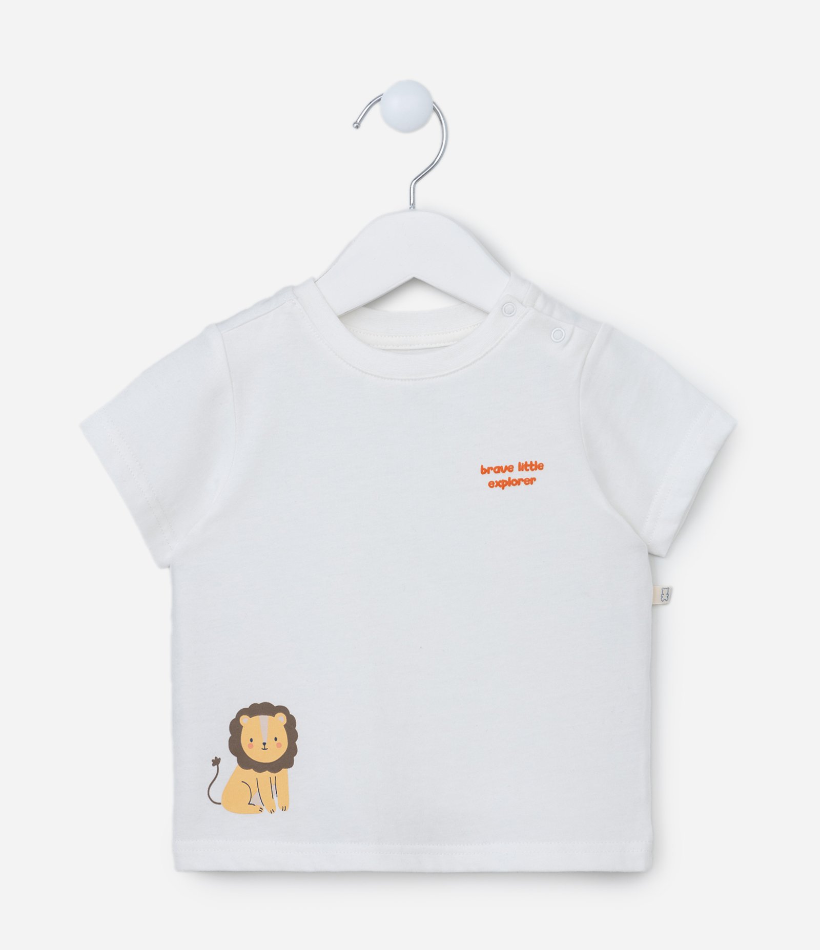 Conjunto Infantil com Estampa Leãozinho - Tam 0 a 18 meses Branco/Laranja 2